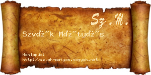 Szvák Mátyás névjegykártya