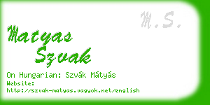 matyas szvak business card