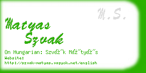 matyas szvak business card